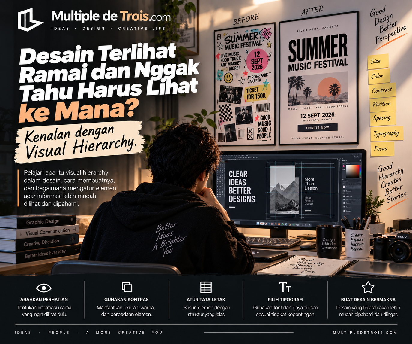 Desain Terlihat Ramai dan Nggak Tahu Harus Lihat ke Mana? Kenalan dengan Visual Hierarchy
