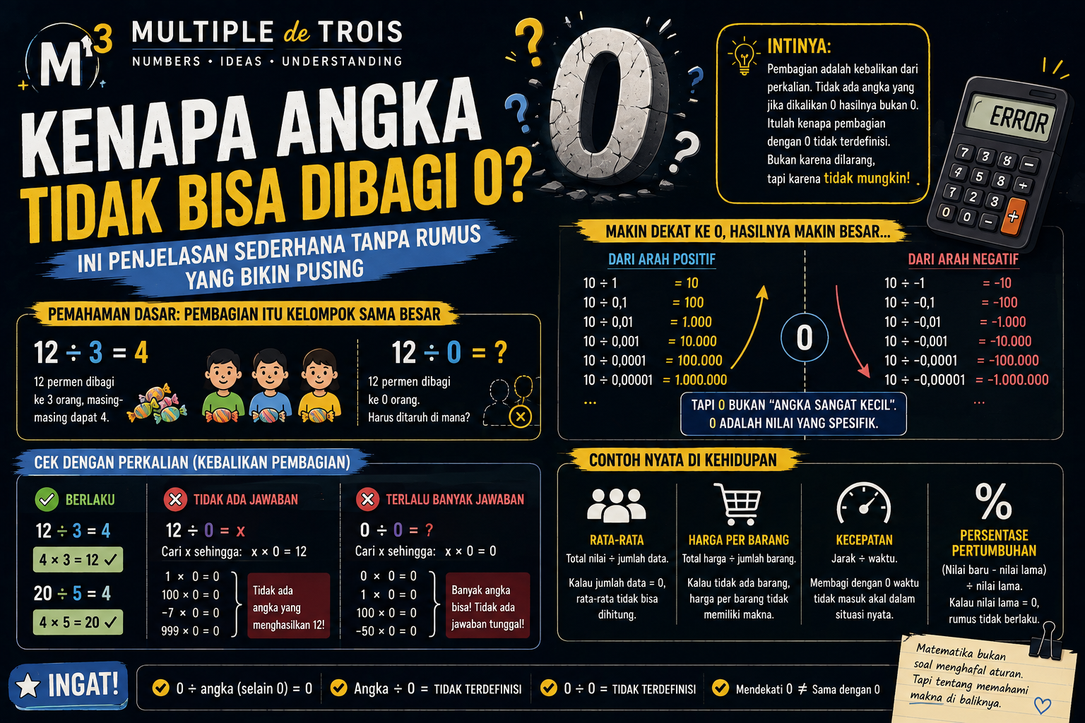 Kenapa Angka Tidak Bisa Dibagi 0? Ini Penjelasan Sederhananya Tanpa Rumus yang Bikin Pusing